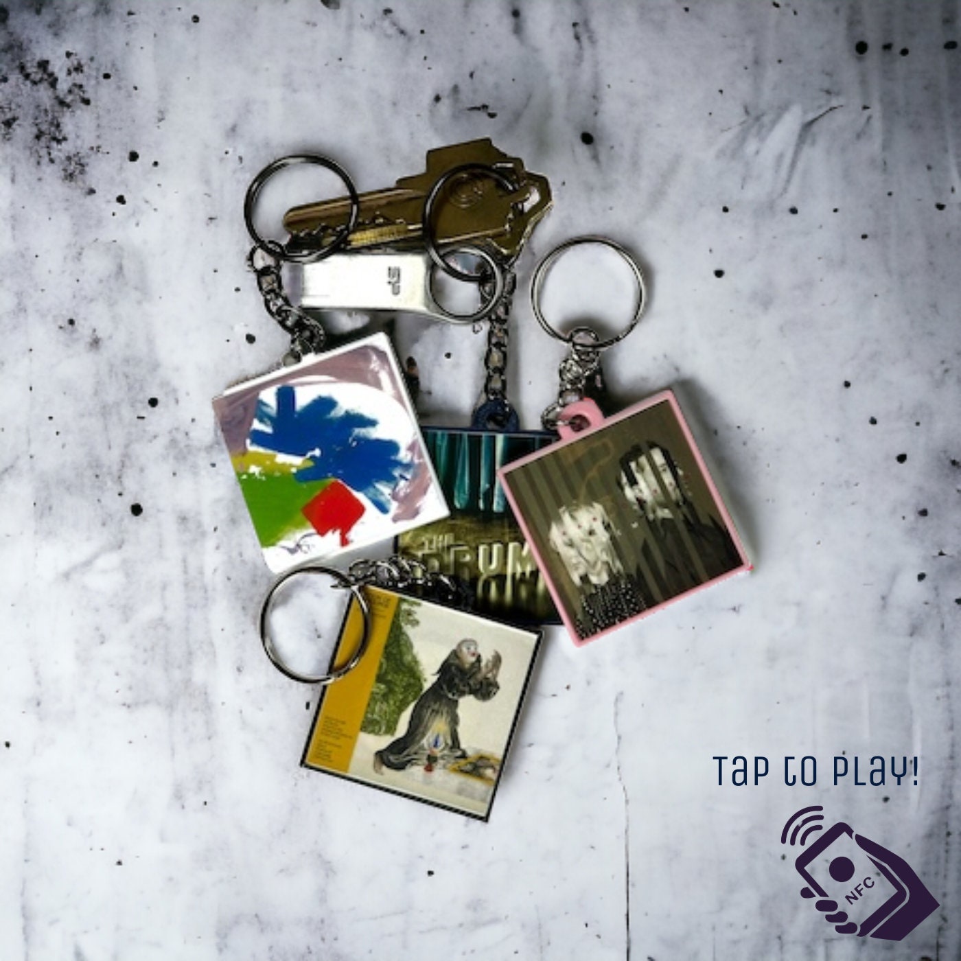 Custom Album Cover Keychain, NFC Music Playlist Keychain