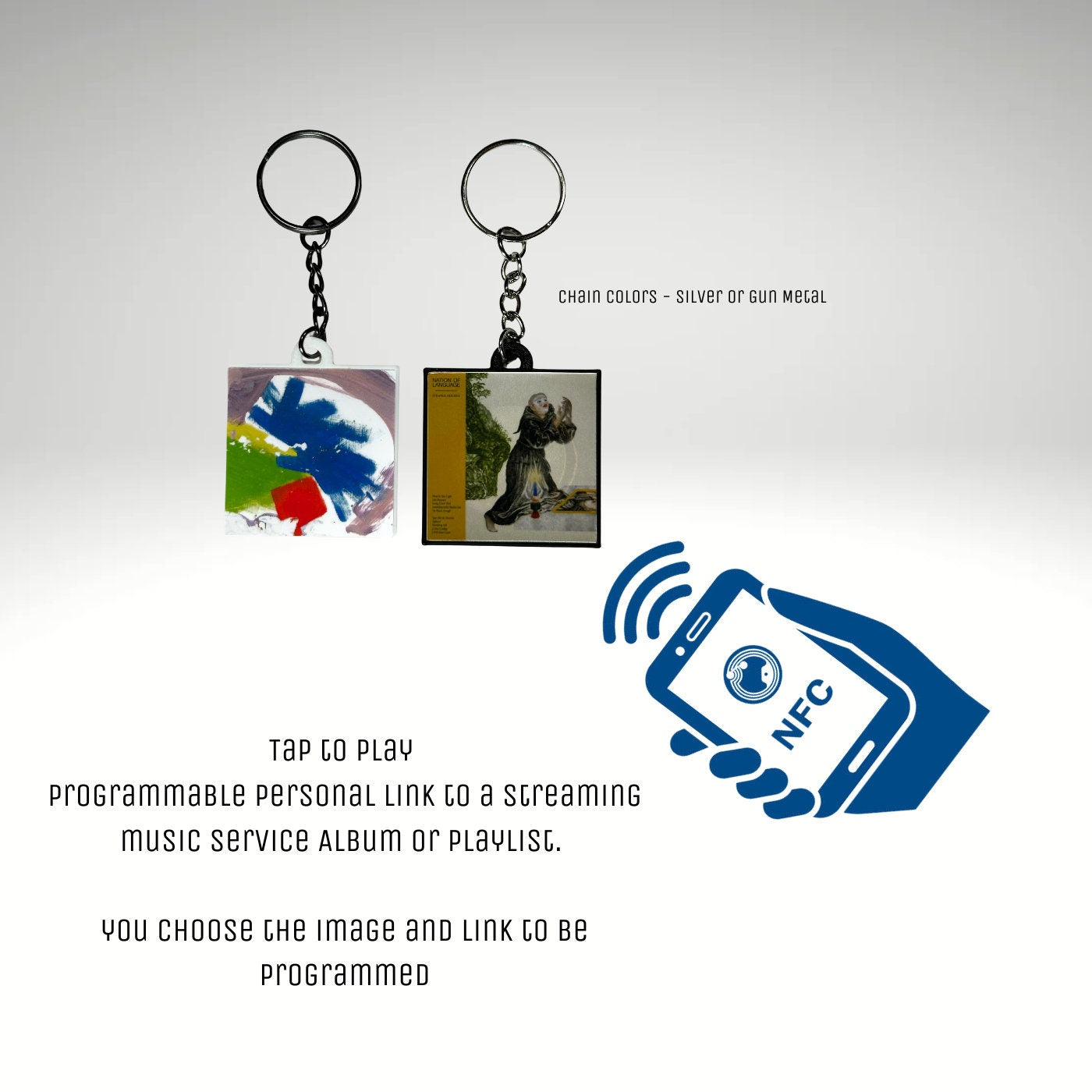 Custom Album Cover Keychain, NFC Music Playlist Keychain