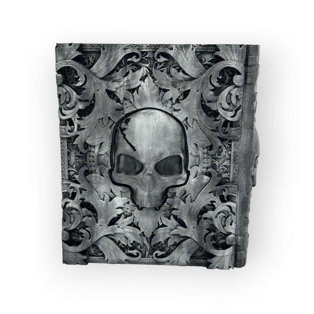 Death Magic Tome, Card and Dice Storage, RPG Minifigure Organizer, Dice Rolling Tray