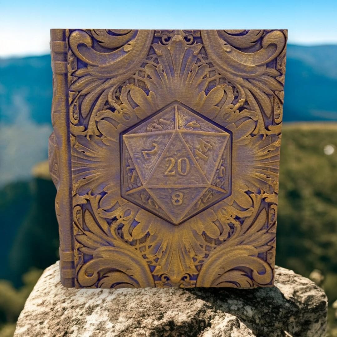 D20 Tome, Card and Dice Storage, RPG Minifigure Organizer, Dice Rolling Tray