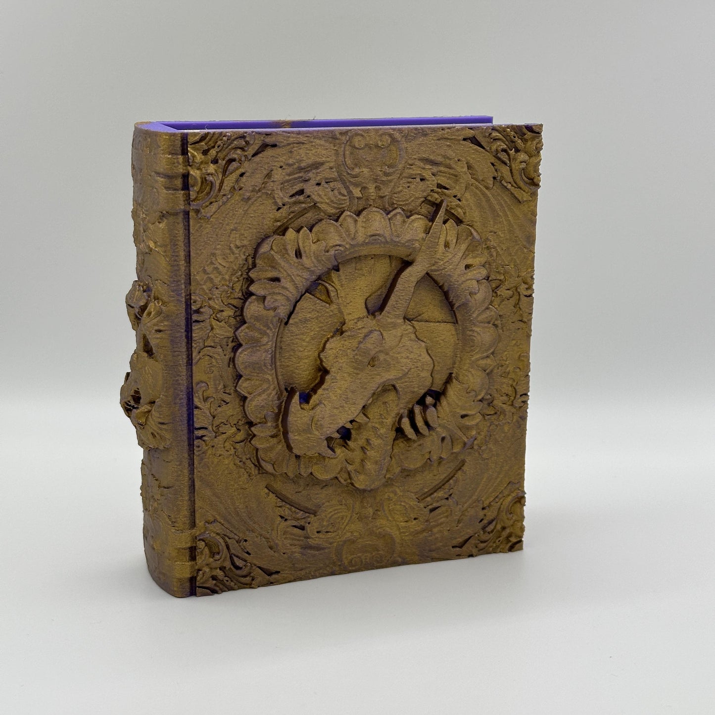 Dragon Tome, Card and Dice Storage, RPG Minifigure Organizer, Dice Rolling Tray
