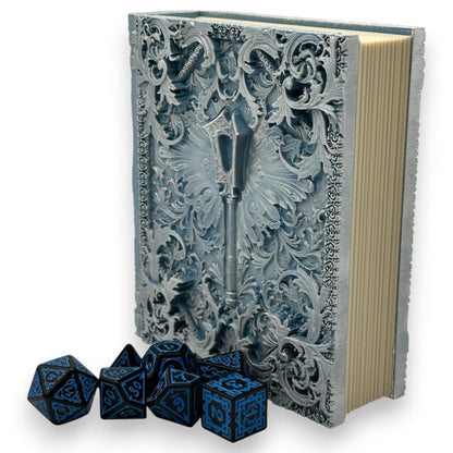 Cleric Tome Card and Dice Storage, Dice Rolling Tray, Minifigure Storage, Roleplaying Games, Dungeons and Dragons, MTG Card Storage