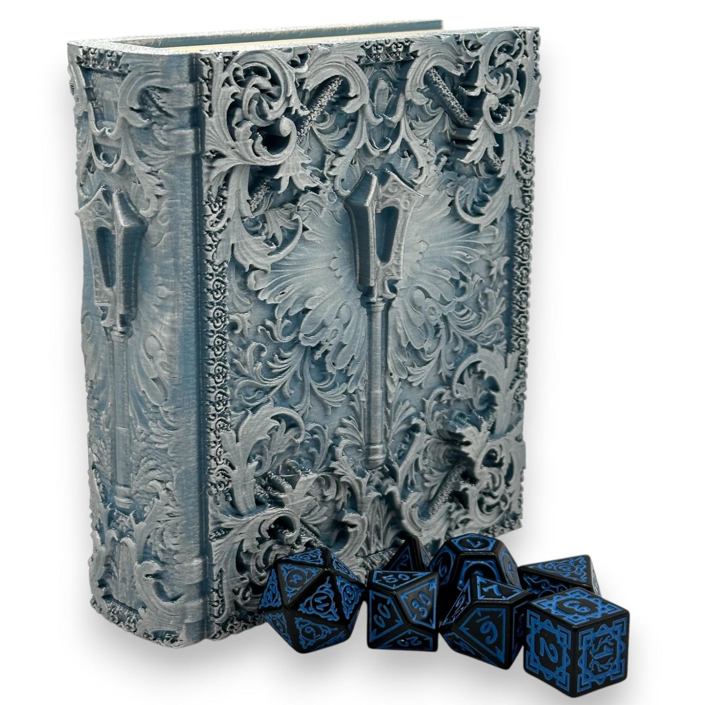 Cleric Tome Card and Dice Storage, Dice Rolling Tray, Minifigure Storage, Roleplaying Games, Dungeons and Dragons, MTG Card Storage
