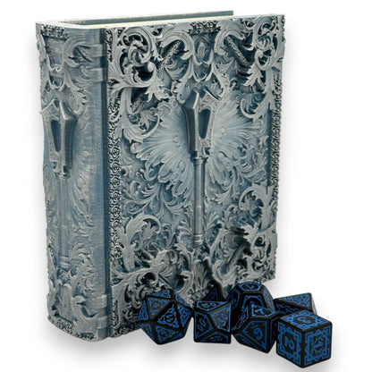Cleric Tome Card and Dice Storage, Dice Rolling Tray, Minifigure Storage, Roleplaying Games, Dungeons and Dragons, MTG Card Storage