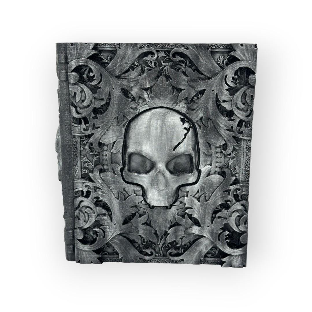 Death Magic Tome, Card and Dice Storage, RPG Minifigure Organizer, Dice Rolling Tray
