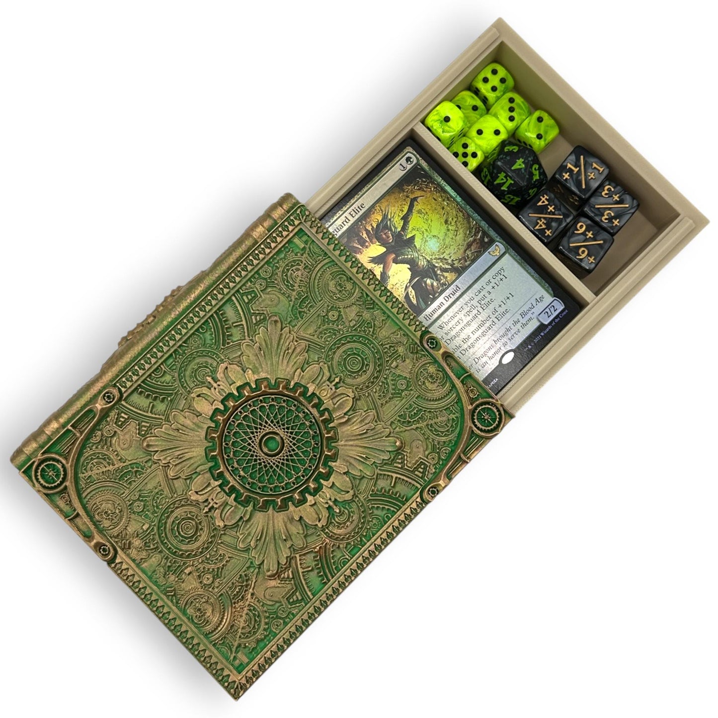 Artificer Tome Card and Dice Storage, RPG Minifigure Organizer