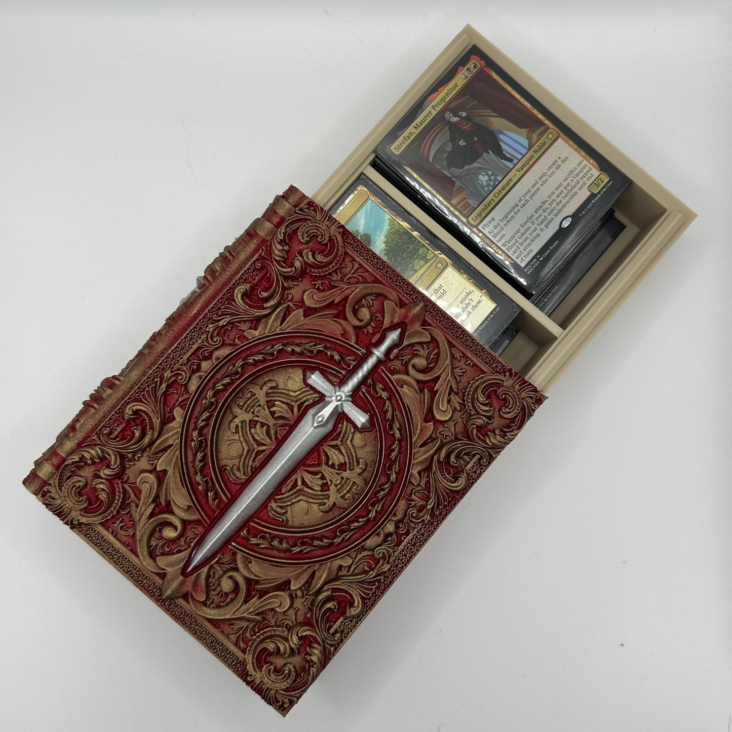 Fighter Tome, Card and Dice Storage, RPG Minifigure Organizer, Dice Rolling Tray