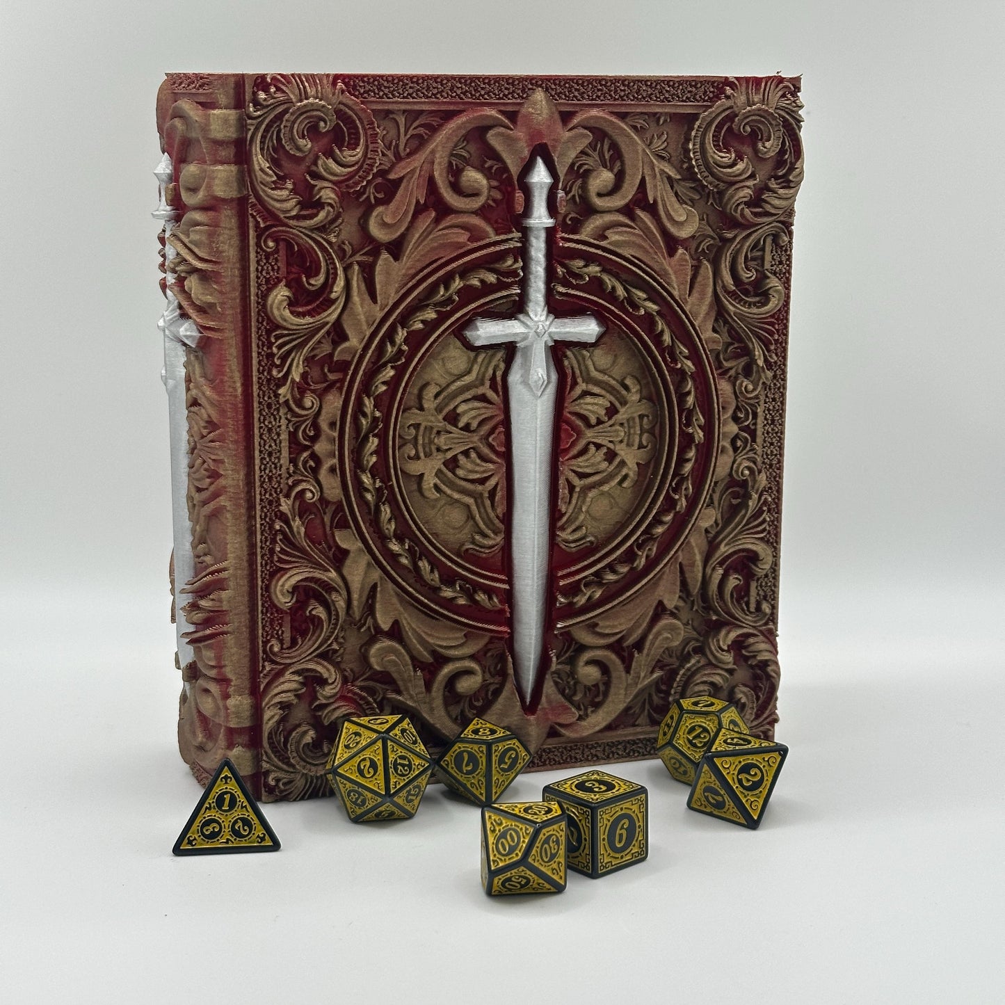 Fighter Tome, Card and Dice Storage, RPG Minifigure Organizer, Dice Rolling Tray