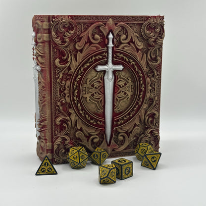 Fighter Tome, Card and Dice Storage, RPG Minifigure Organizer, Dice Rolling Tray