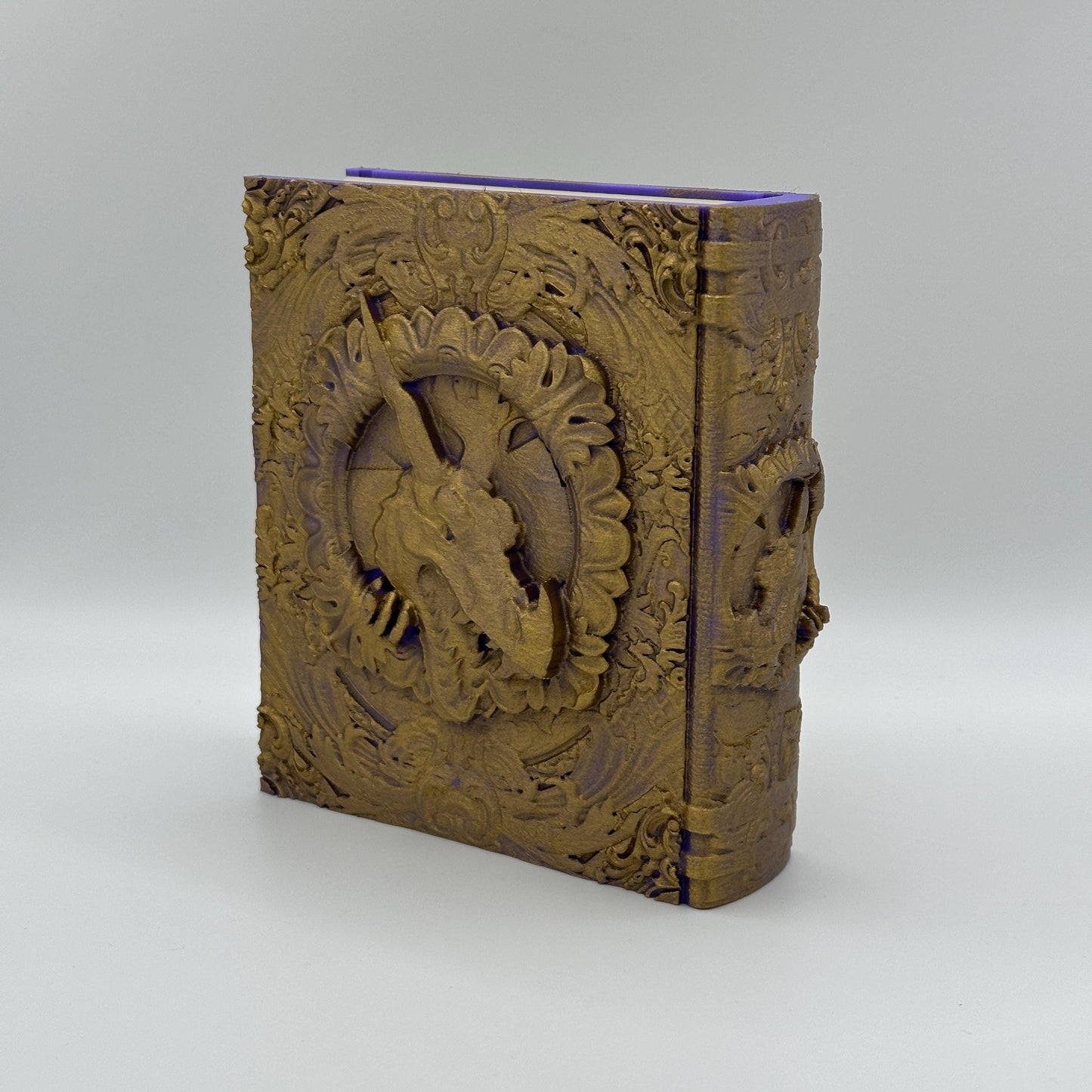 Dragon Tome, Card and Dice Storage, RPG Minifigure Organizer, Dice Rolling Tray