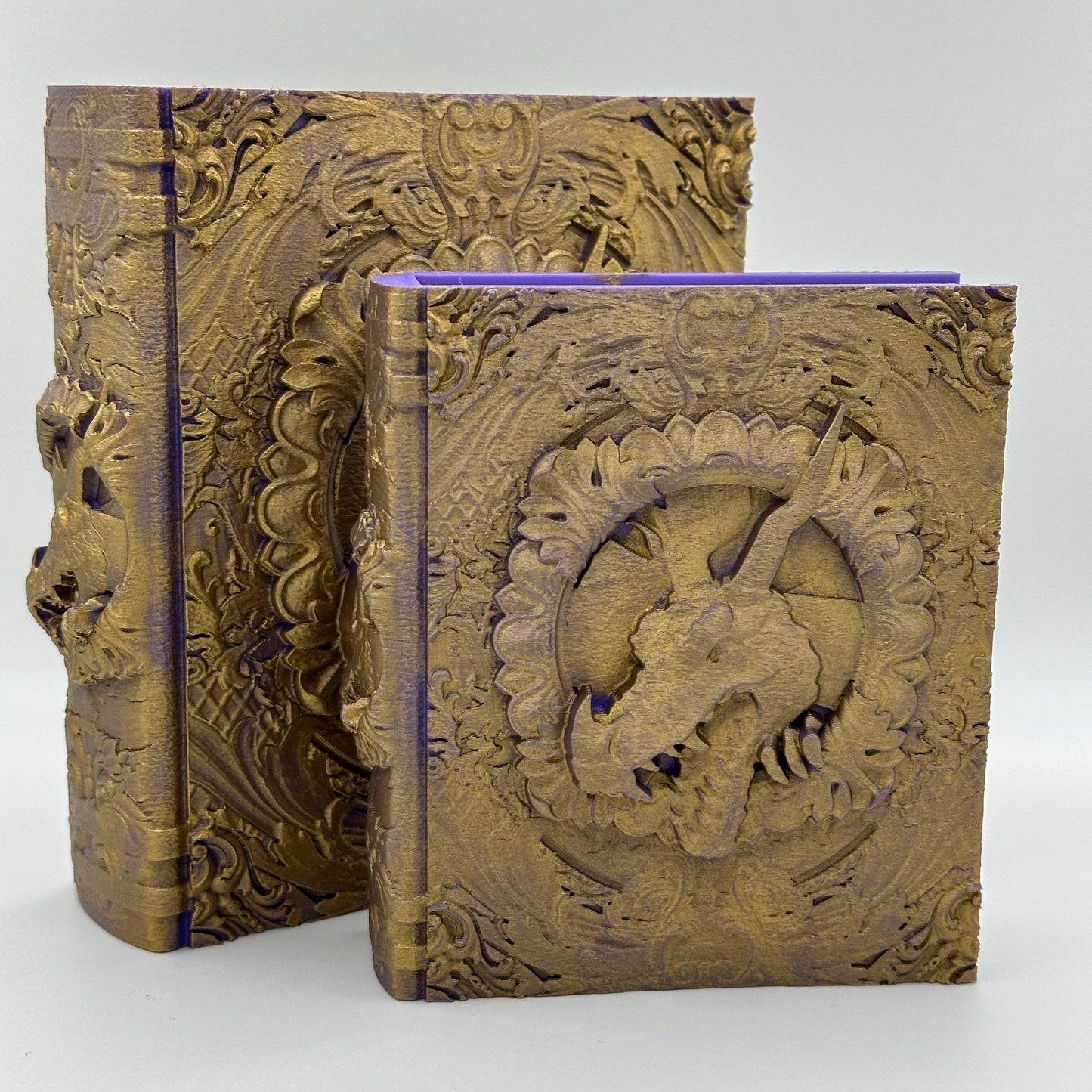 Dragon Tome, Card and Dice Storage, RPG Minifigure Organizer, Dice Rolling Tray