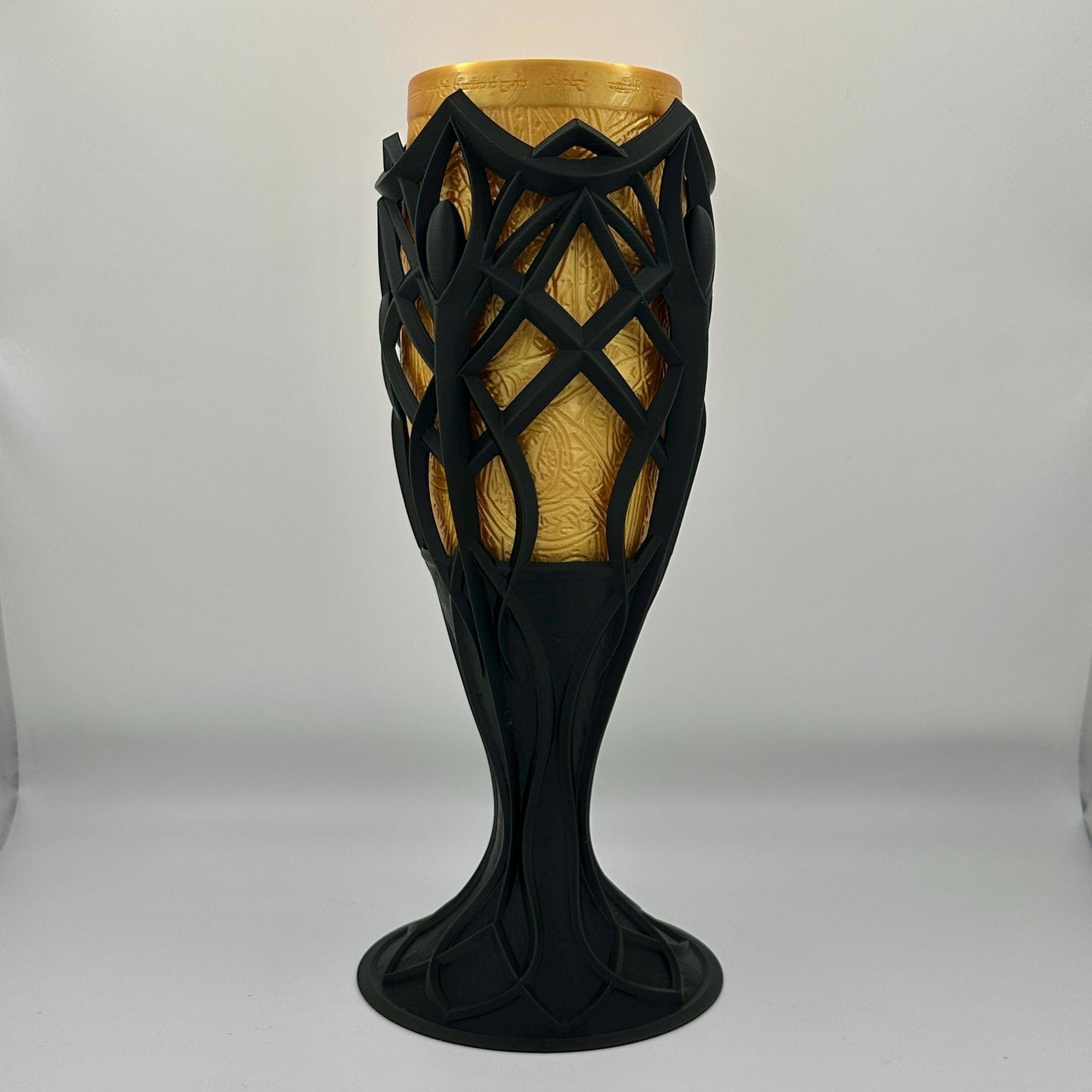 A Gold and black Fantasy Chalice, Elven Themed Goblet, Beverage Holder, Cosplay Chalice