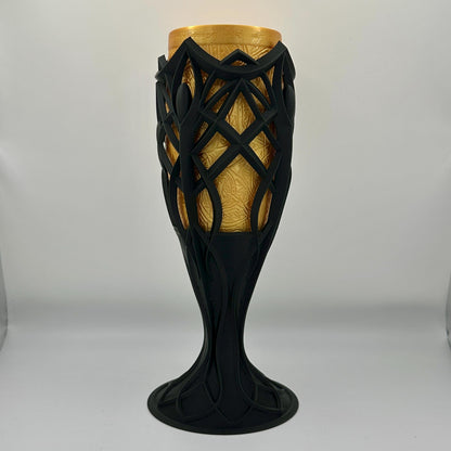 A Gold and black Fantasy Chalice, Elven Themed Goblet, Beverage Holder, Cosplay Chalice