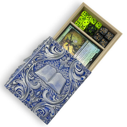 Wizard Tome Dice and Card Storage, RPG Rolling Tray