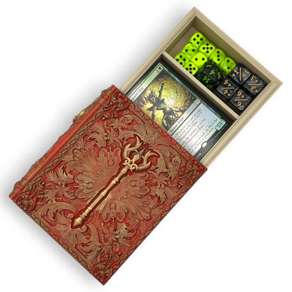 Sorcerer Tome Card and Dice Storage, RPG Minifigure Organizer