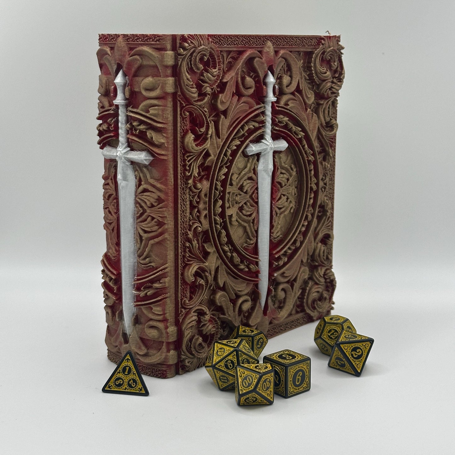 Fighter Tome, Card and Dice Storage, RPG Minifigure Organizer, Dice Rolling Tray