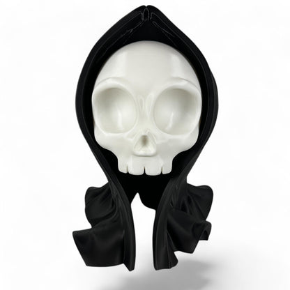 Hooded Skull Headphone Stand, Gothic Gaming Decor