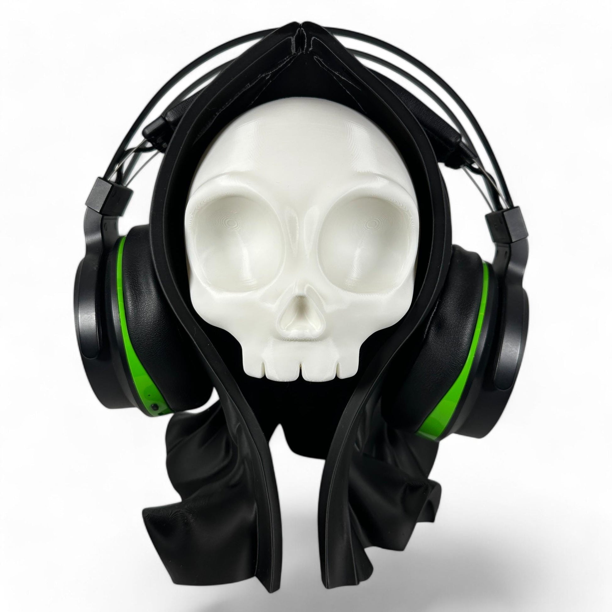 Hooded Skull Headphone Stand, Gothic Gaming Decor