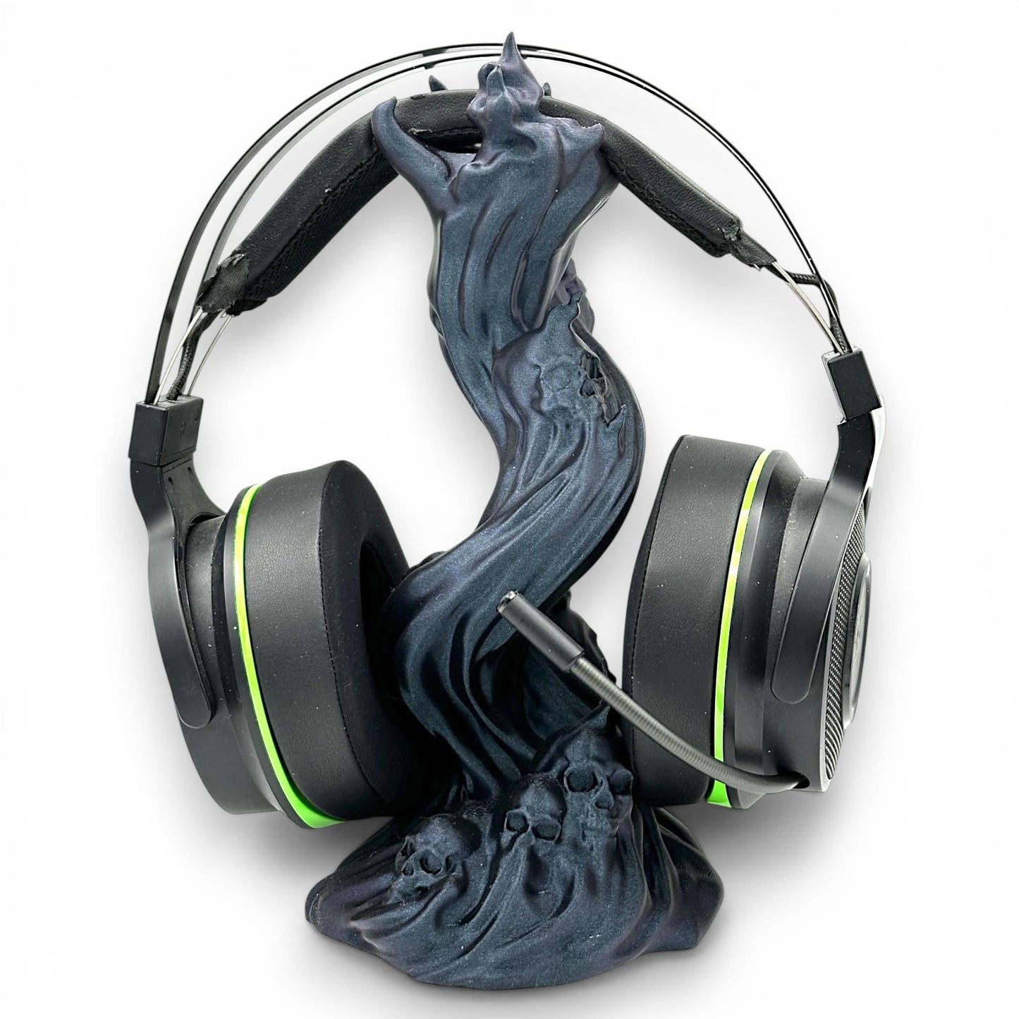 Skullflame Headphone Holder – Gothic Flame 3D Printed Headset Stand