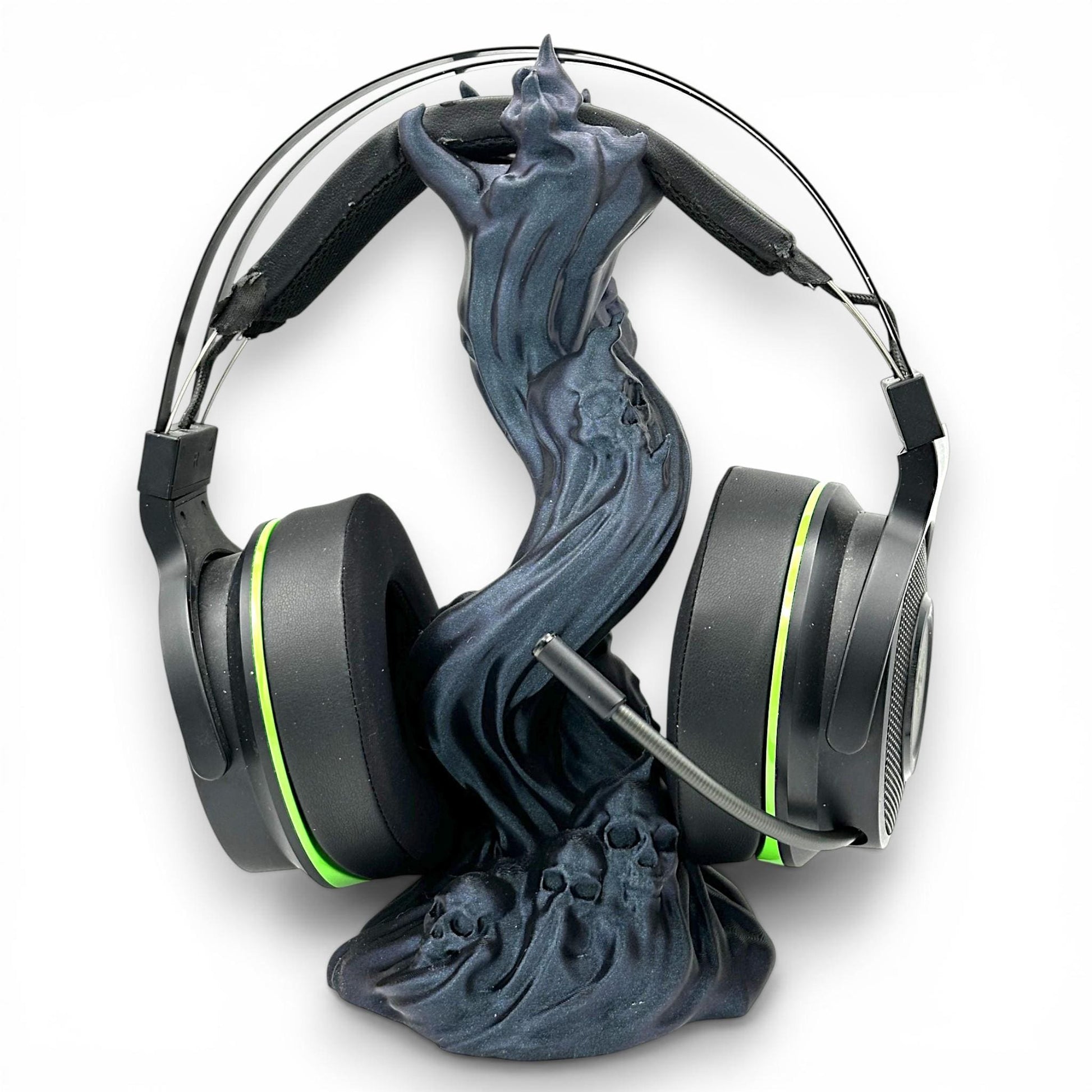 Skullflame Headphone Holder – Gothic Flame 3D Printed Headset Stand