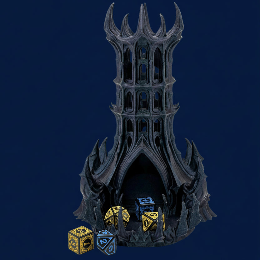 Obsidian Citadel Dice Tower: Gothic RPG Gaming Accessory, Tabletop DnD Roller