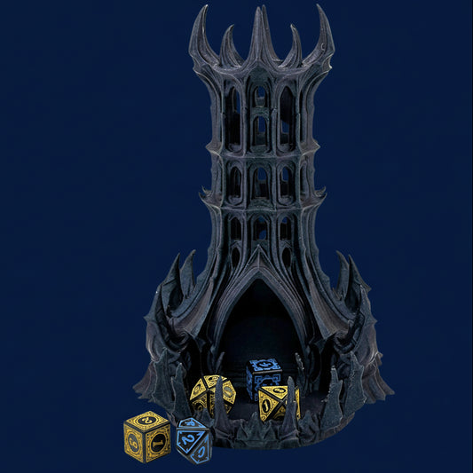 Obsidian Citadel Dice Tower: Gothic RPG Gaming Accessory, Tabletop DnD Roller