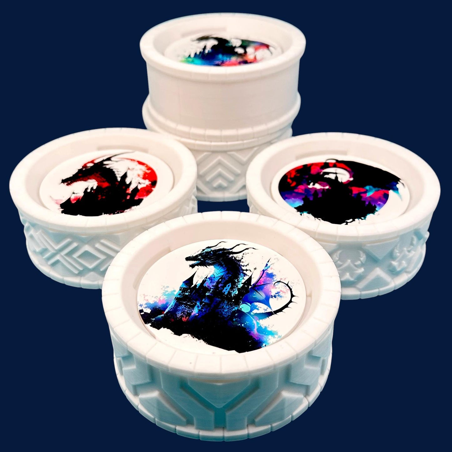 3D Printed Dice Holder with Castle Dragon Graphics: Tabletop Gaming RPG Gift
