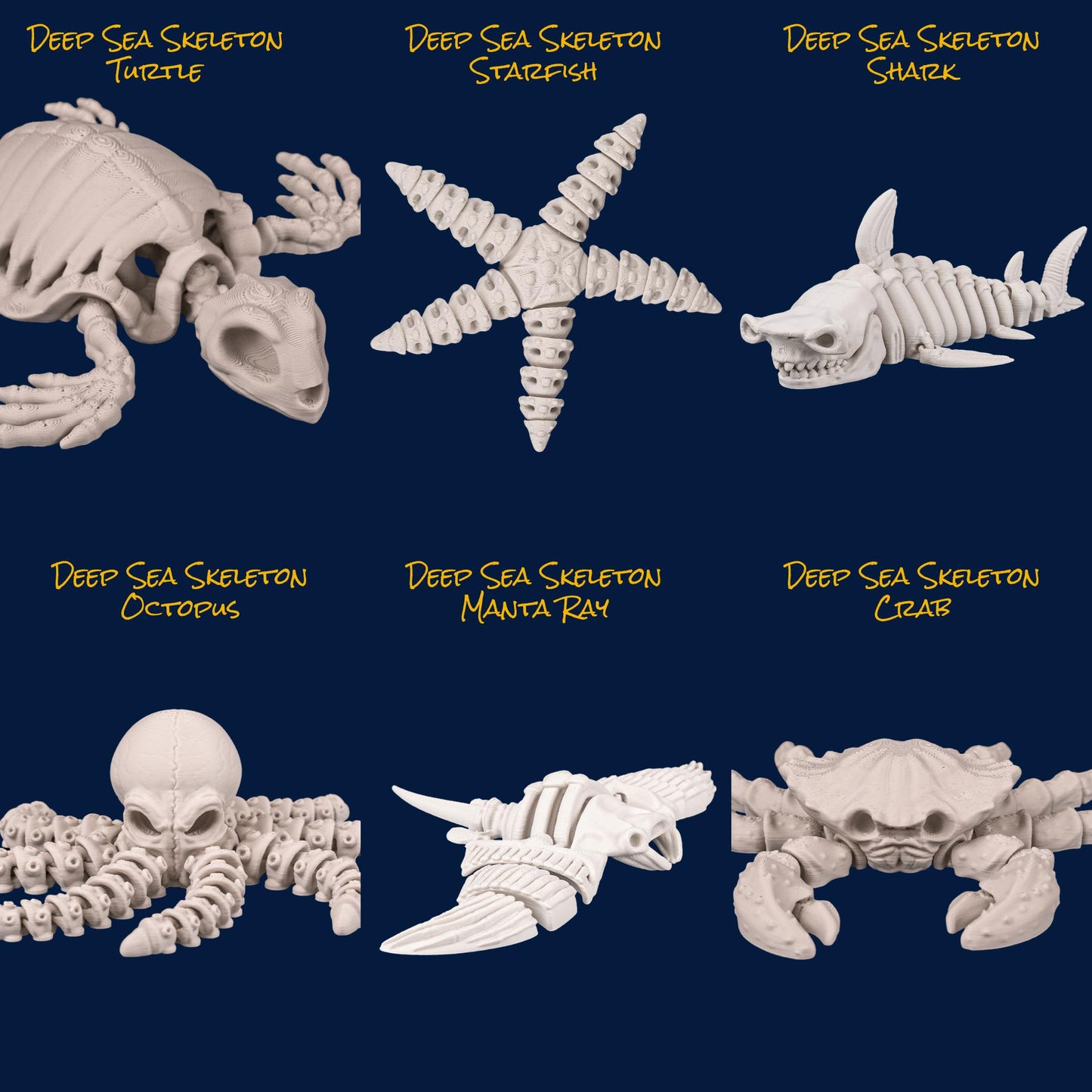 3D Printed Flexi Deep Sea Skeletons – Articulated Critter Collection