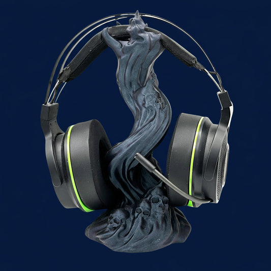 Skullflame Headphone Holder – Gothic Flame 3D Printed Headset Stand