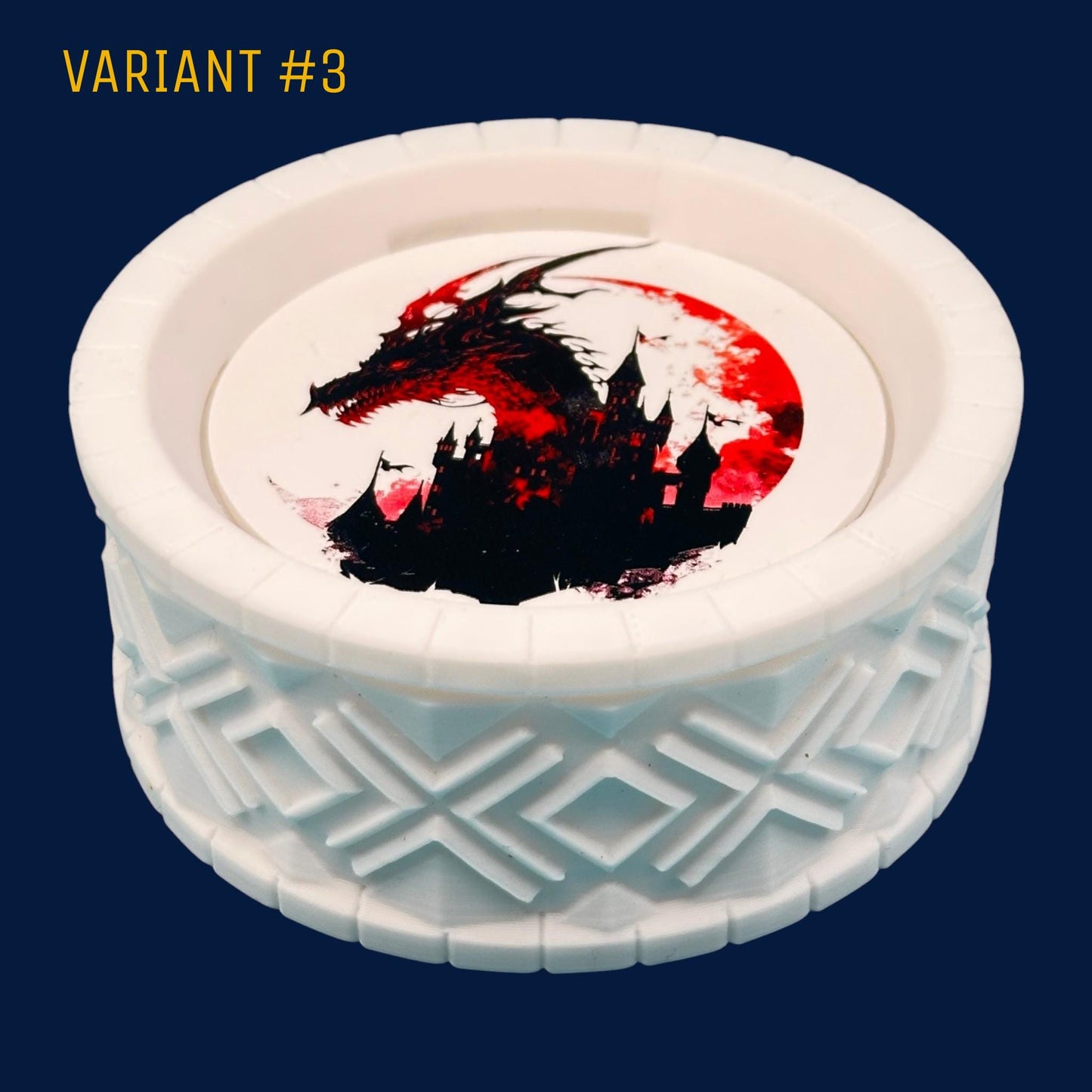 3D Printed Dice Holder with Castle Dragon Graphics: Tabletop Gaming RPG Gift