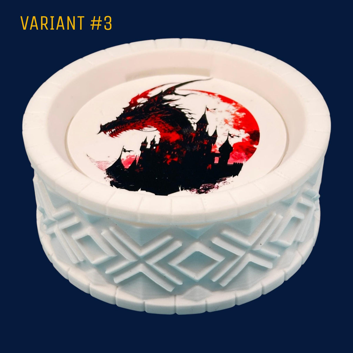 3D Printed Dice Holder with Castle Dragon Graphics: Tabletop Gaming RPG Gift