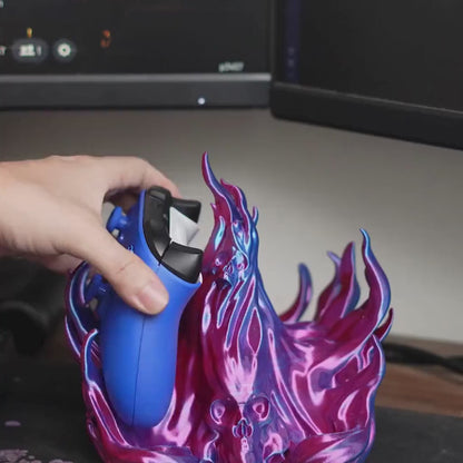 Twin Arcane Dual Controller Holder – Gothic Flame 3D Printed Gaming Stand